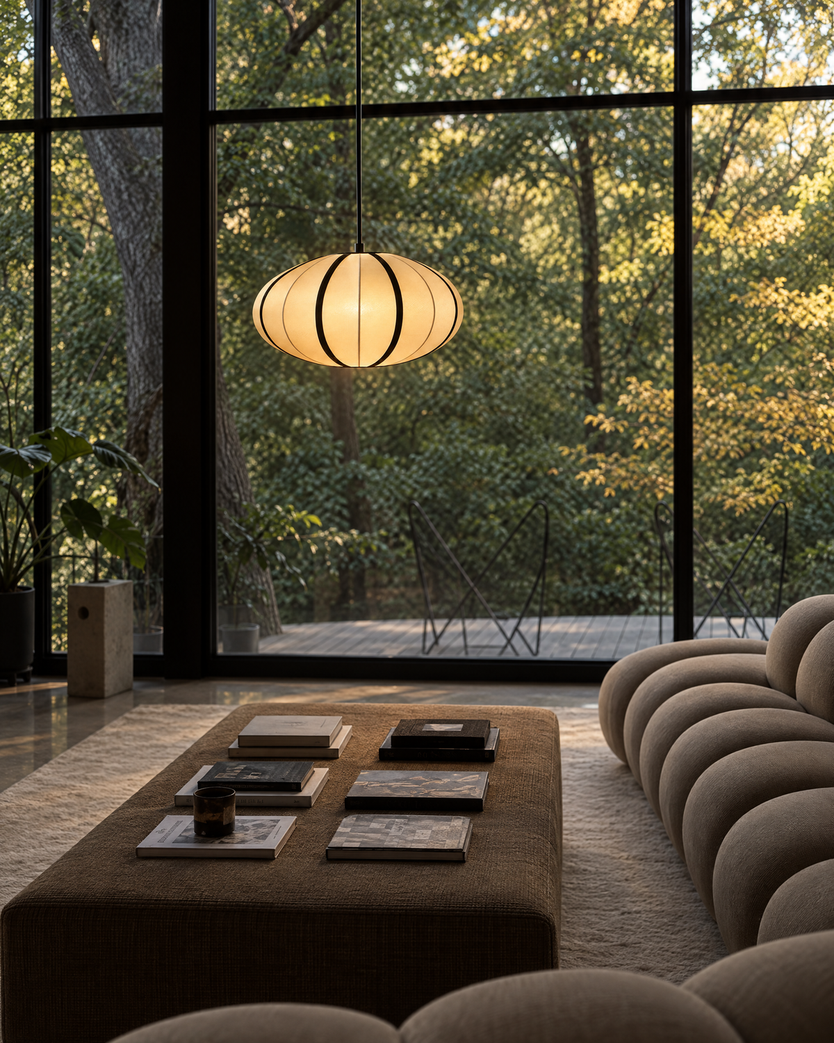 Japanese Silk Pendant Light, Oval Lantern 40–50 cm – ABAJUR STUDIO