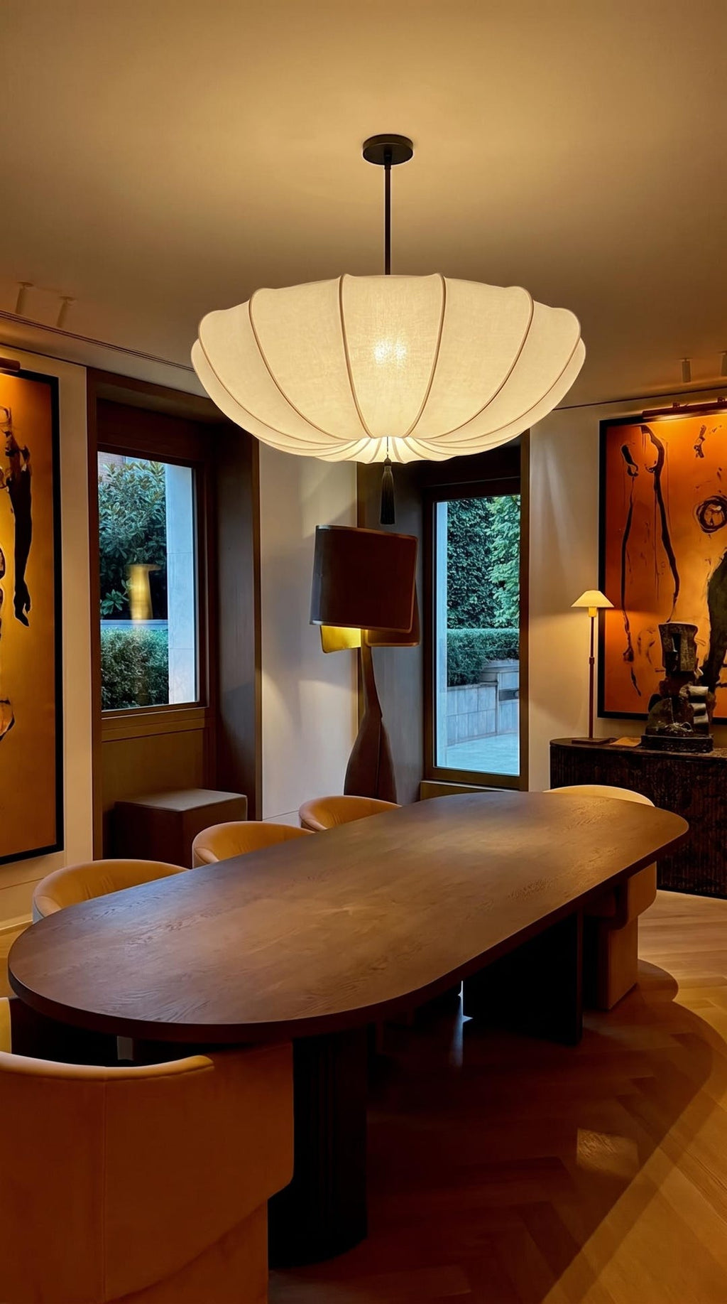 Cream Scalloped Fabric Pendant