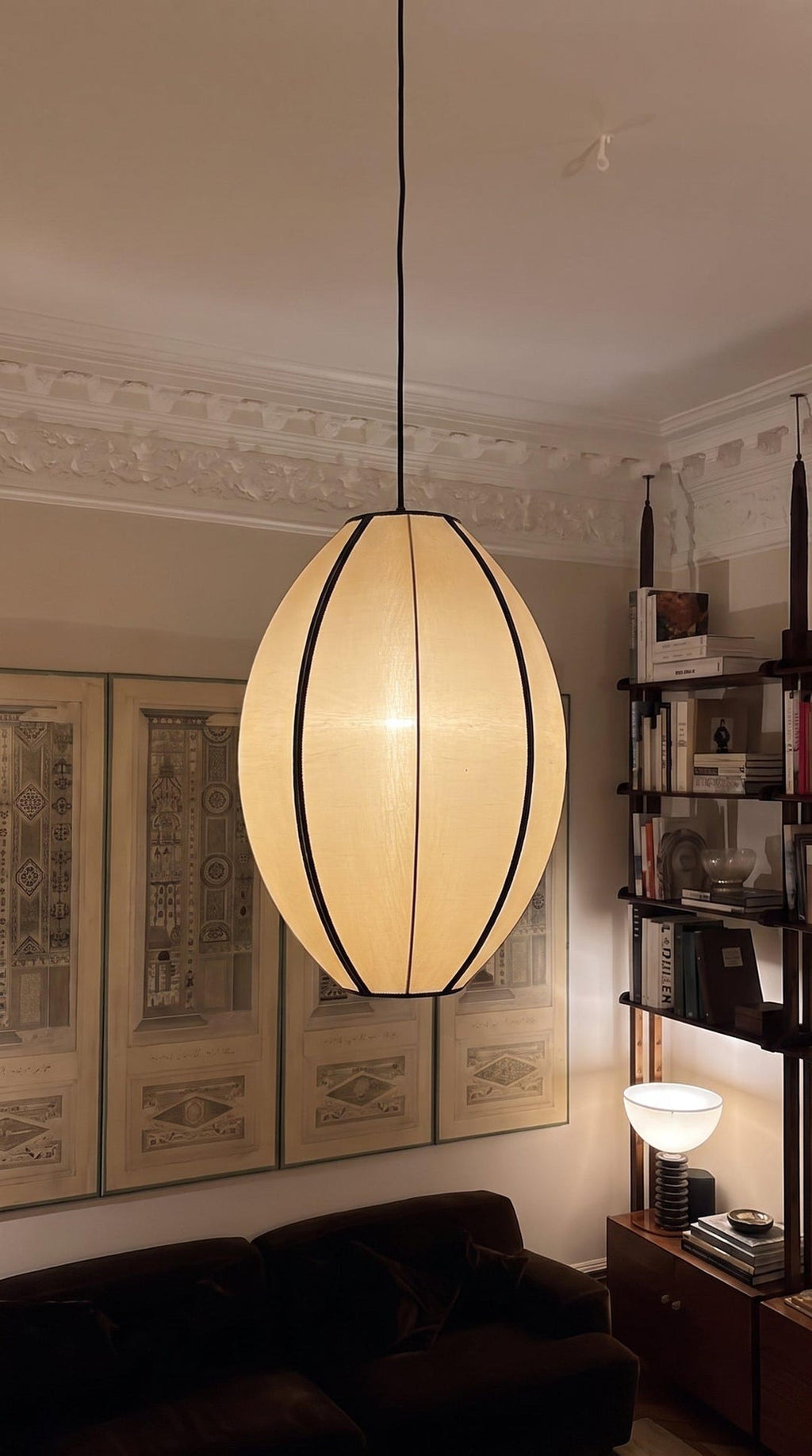 Tall Oval Silk Lantern Pendant