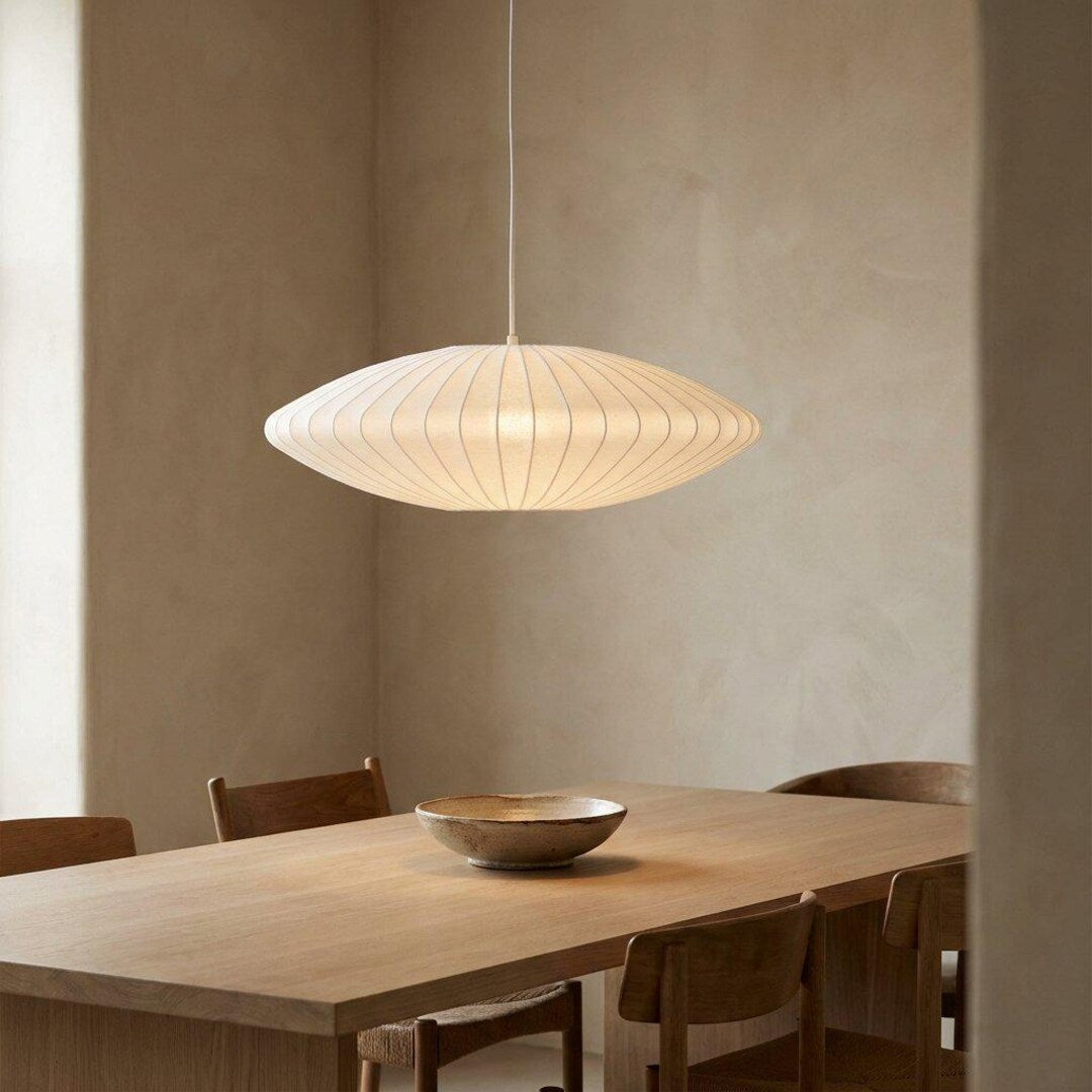 White Silk Saucer Pendant