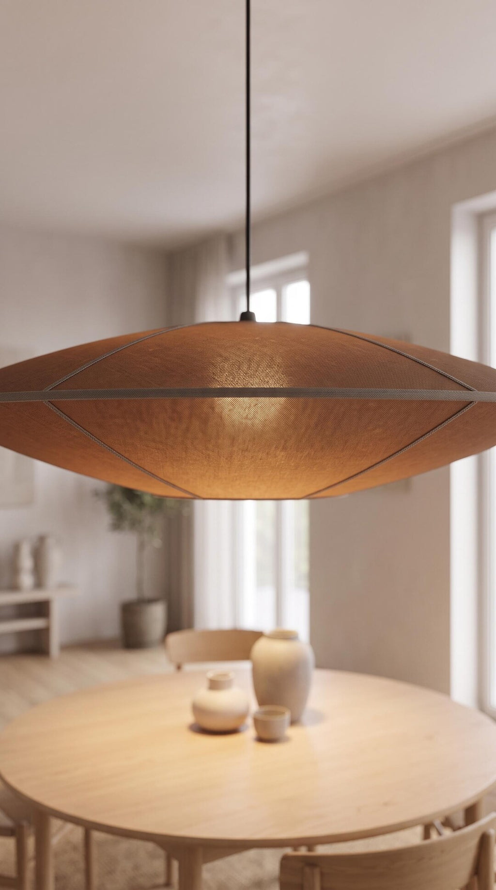Brown Silk Saucer Pendant
