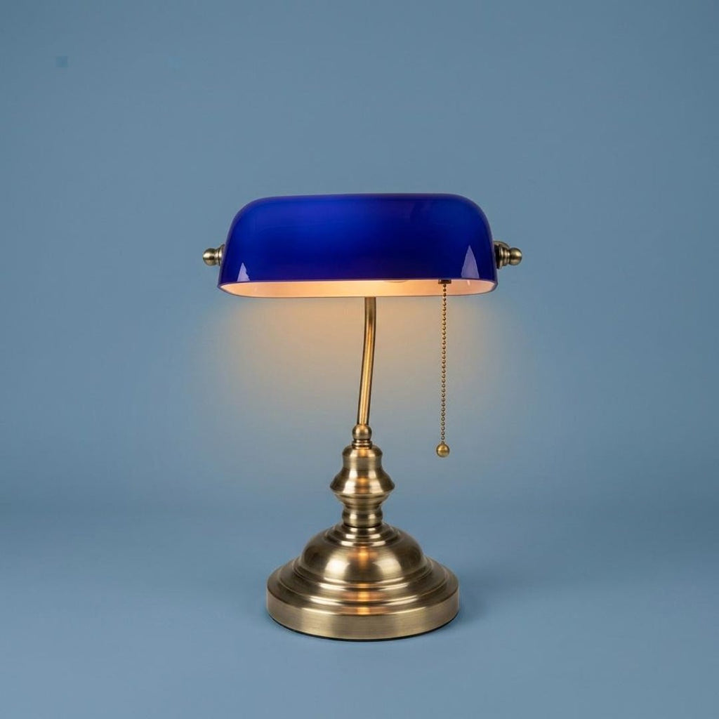 Cobalt Glass Bankers Desk Lamp