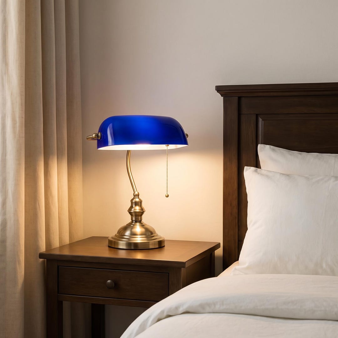 Cobalt Glass Bankers Desk Lamp