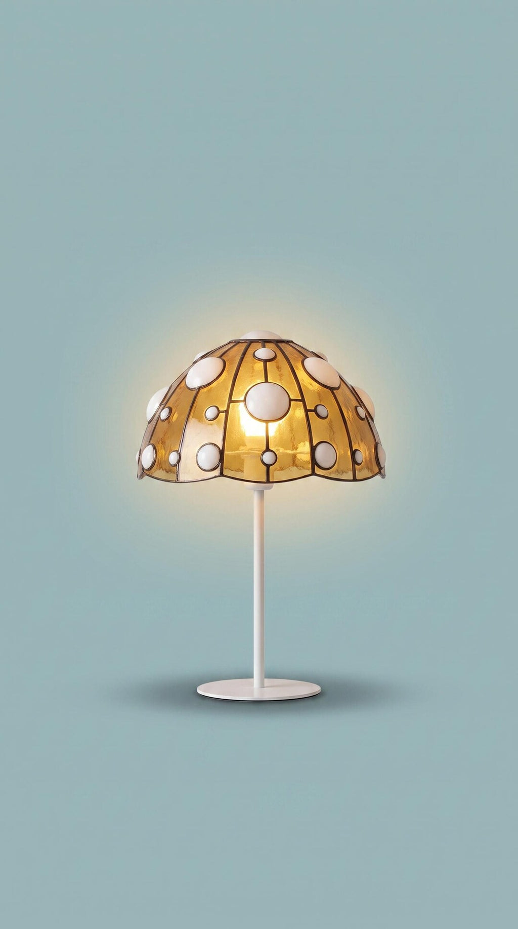 Amanita Mushroom Stained Glass Lamp