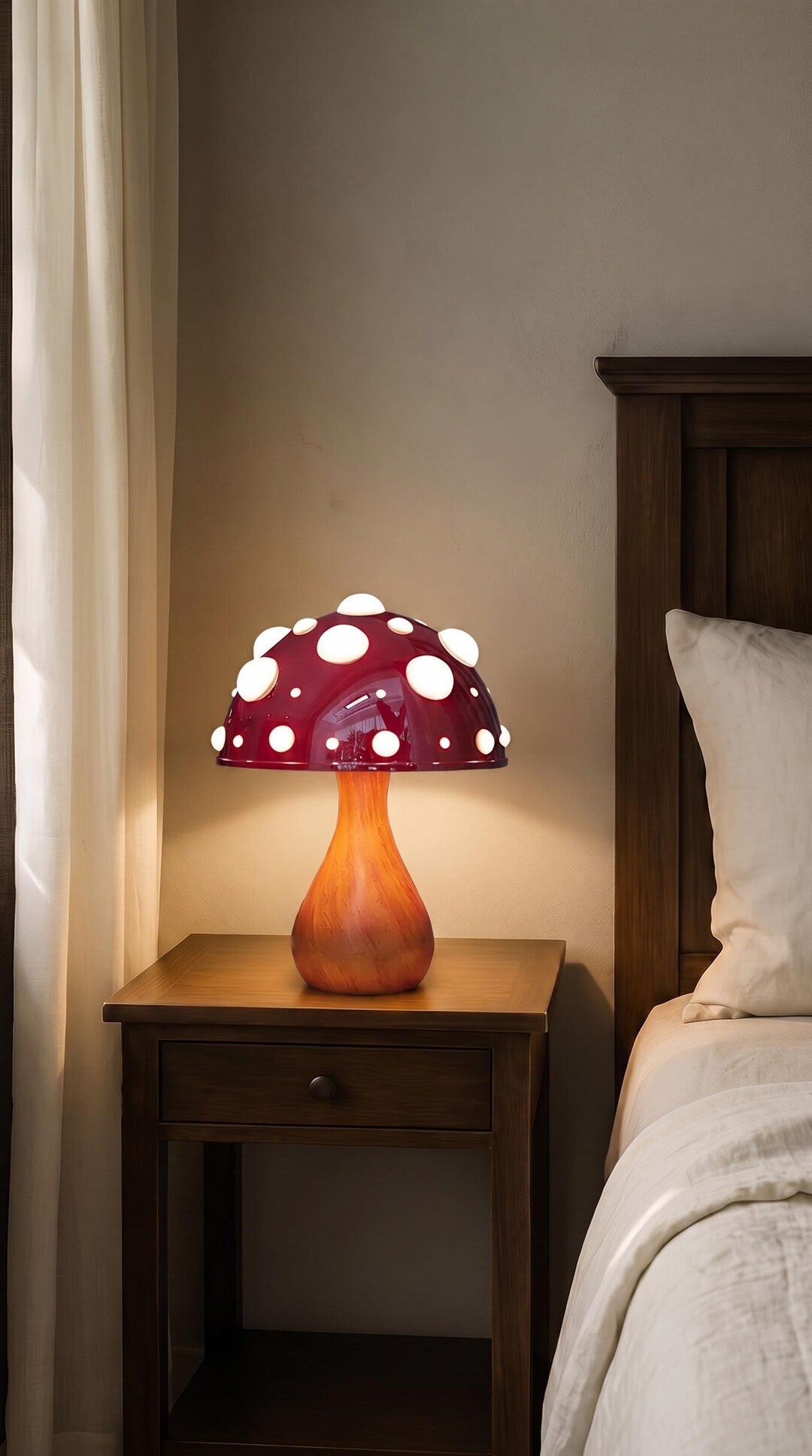 Amanita Mushroom Stained Glass Lamp