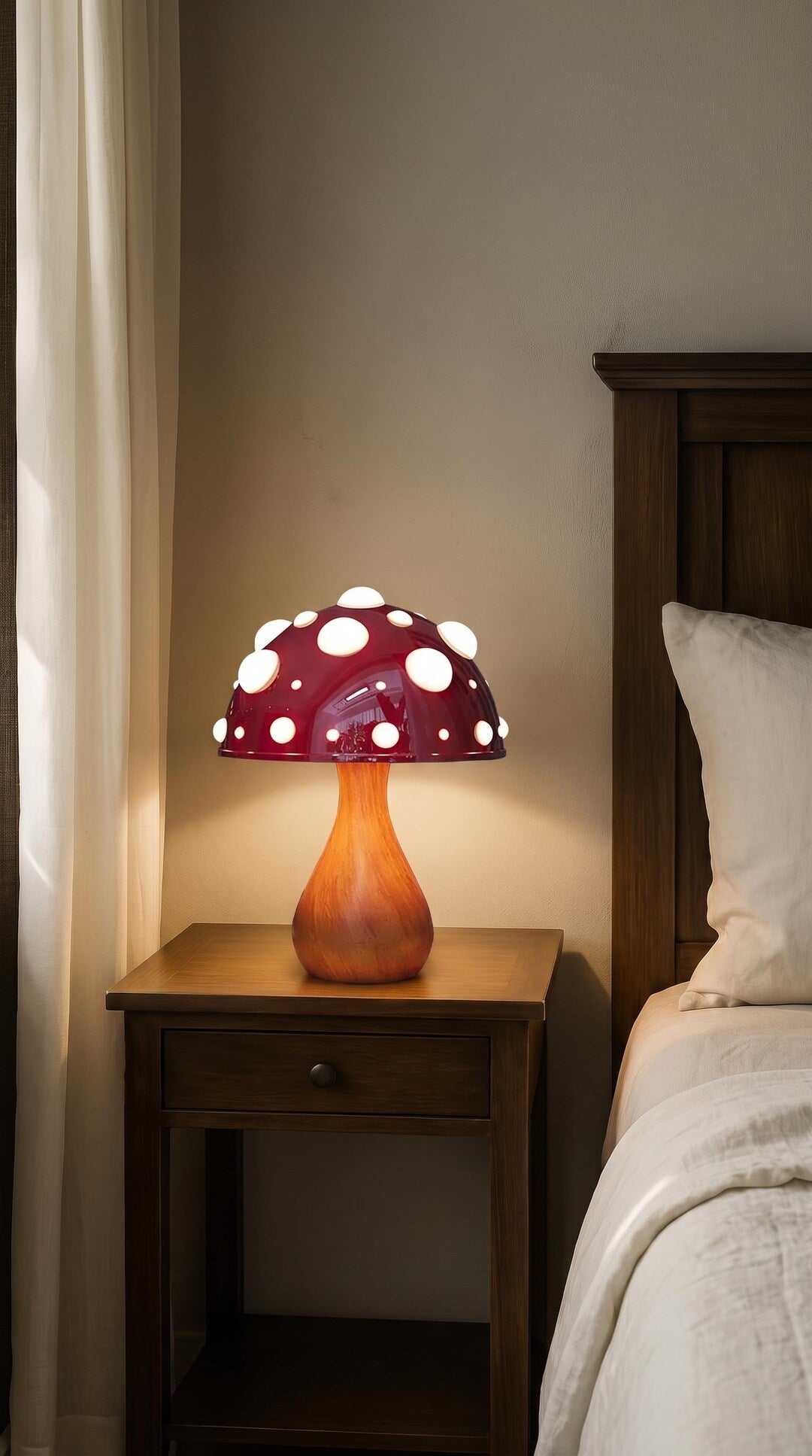 Amanita Mushroom Stained Glass Lamp
