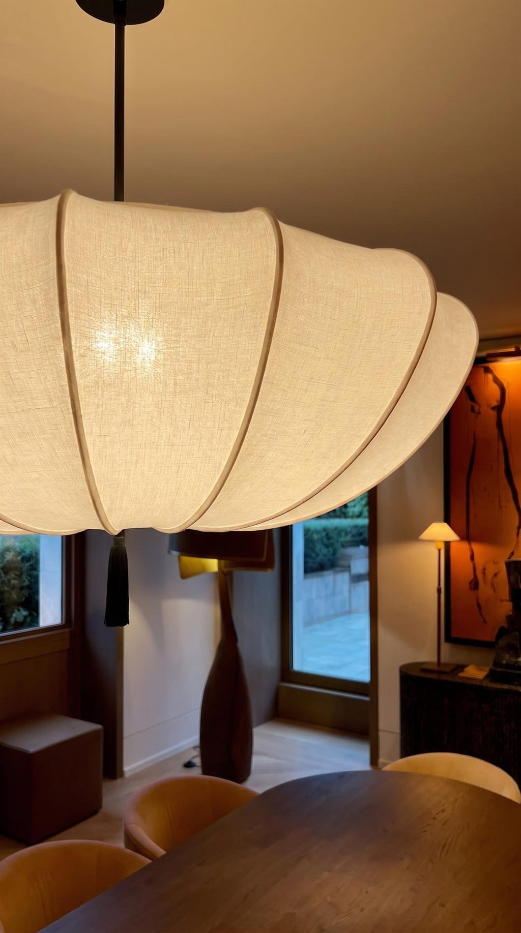 Cream Scalloped Fabric Pendant