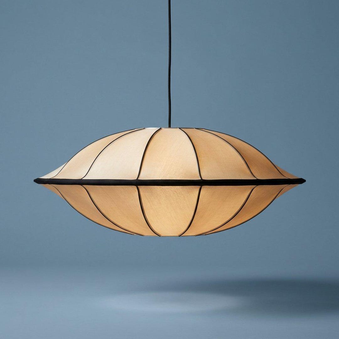 Beige Silk Saucer Pendant