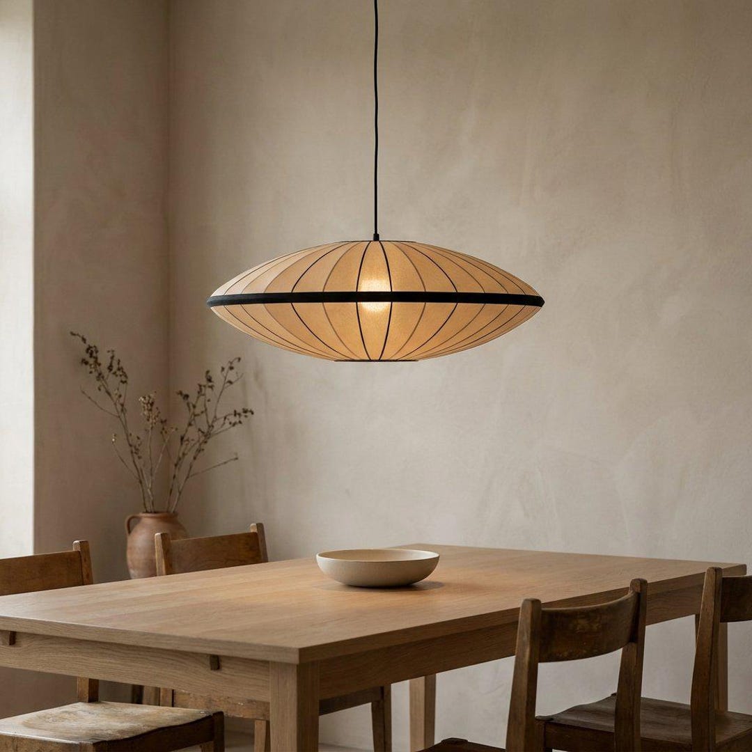 Beige Silk Saucer Pendant