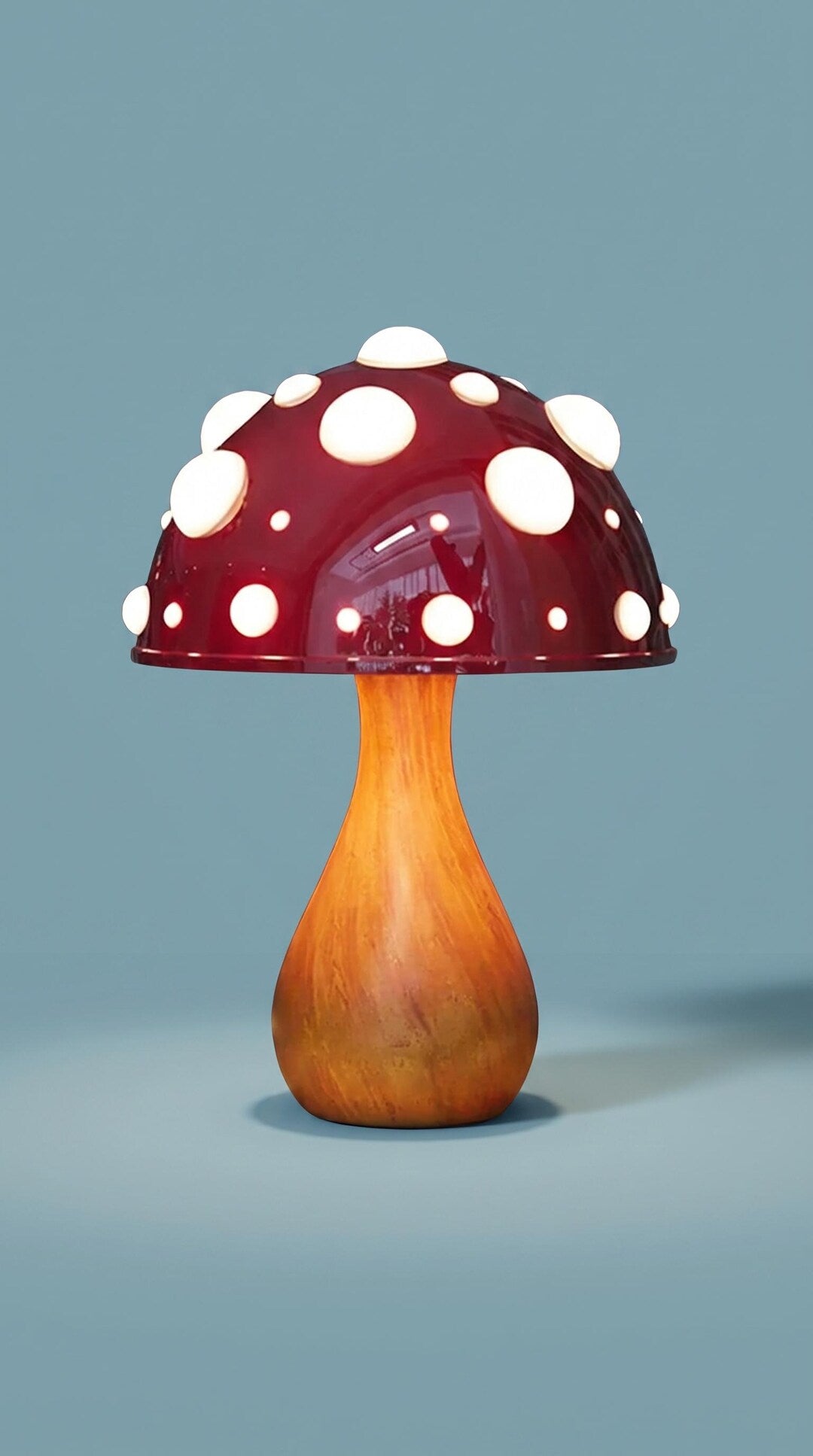 Amanita Mushroom Stained Glass Lamp