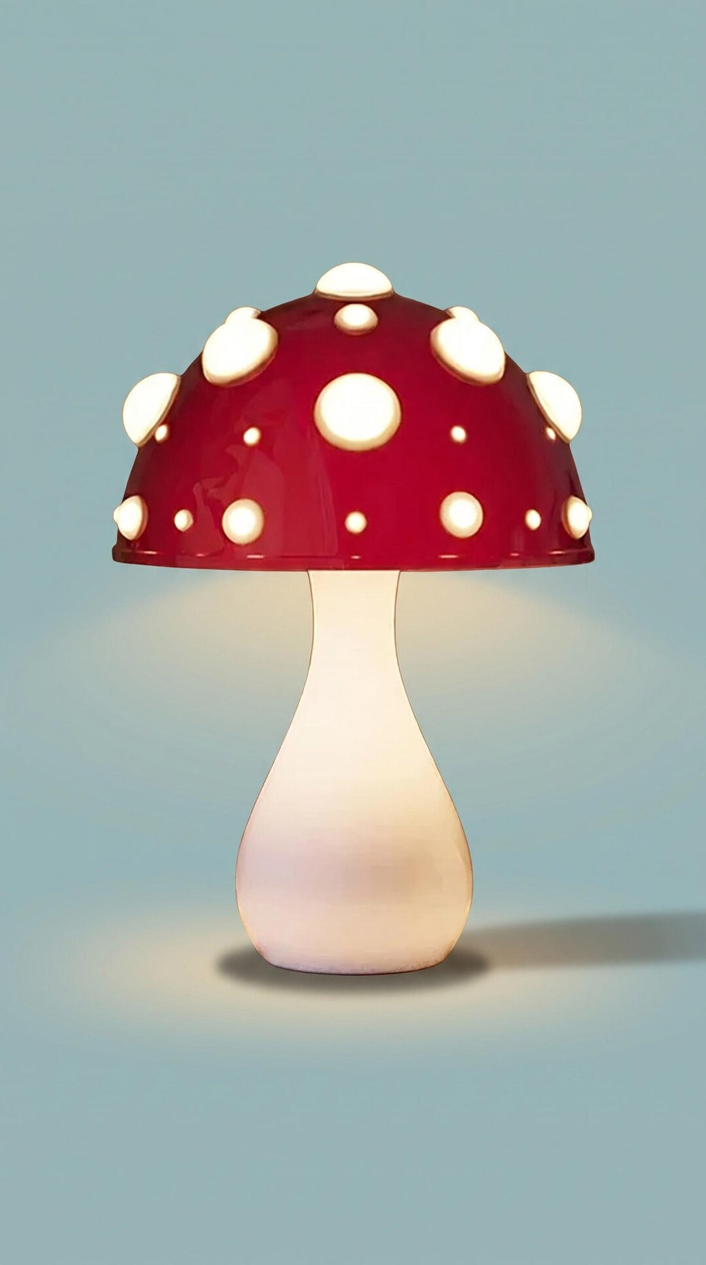 Amanita Mushroom Stained Glass Lamp