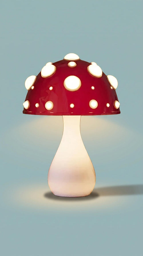 Amanita Mushroom Stained Glass Lamp