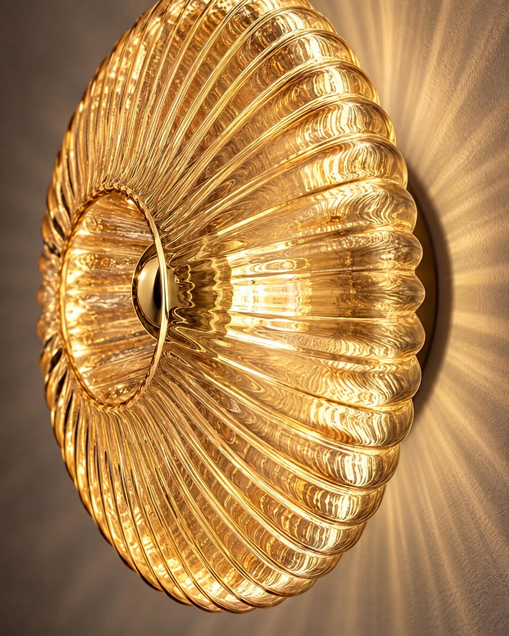 Fluted Glass Sunburst Wall Sconce