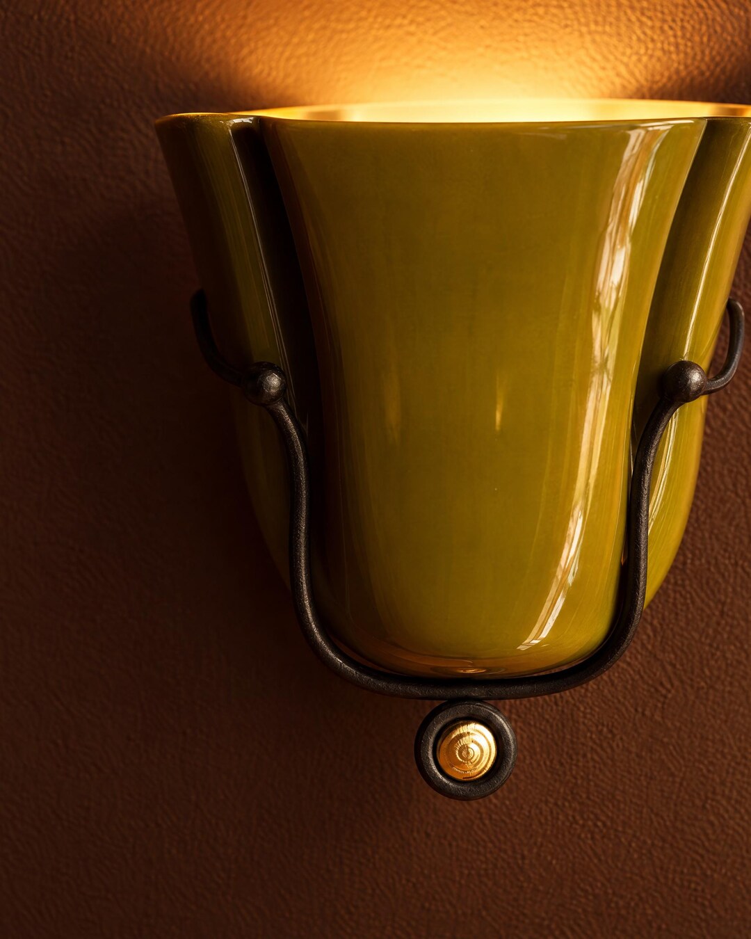 Pleated Glazed Ceramic Wall Sconce