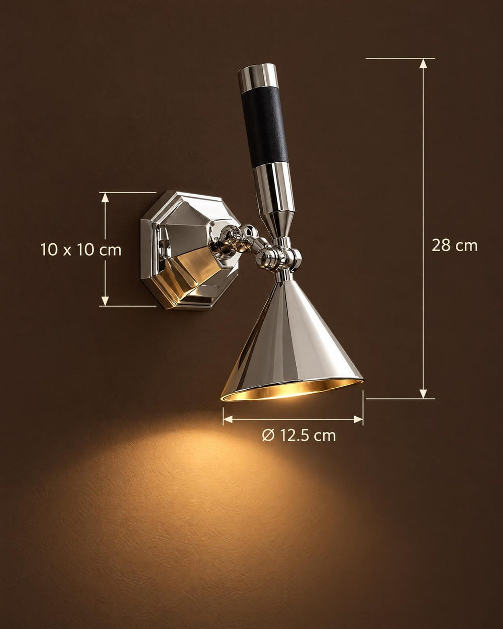 Adjustable Polished Metal Spotlight Sconce