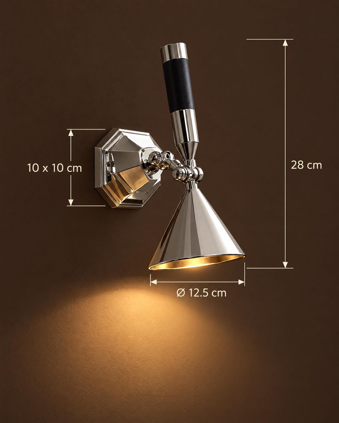 Adjustable Polished Metal Spotlight Sconce