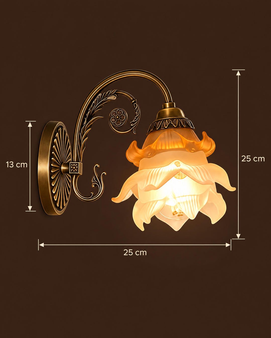 Vintage Brass Flower Wall Sconce