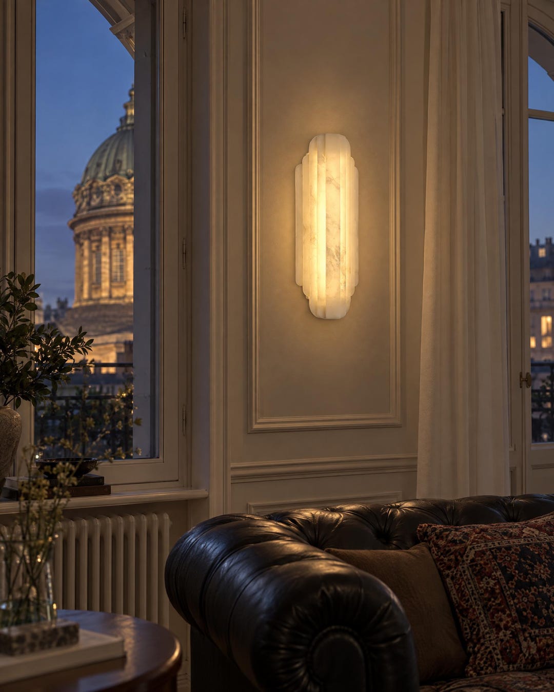 Spanish Marble Alabaster Wall Sconce