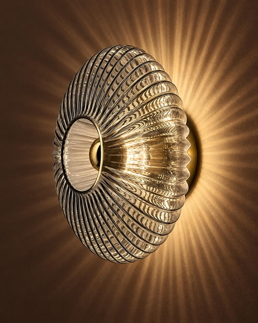 Fluted Glass Sunburst Wall Sconce