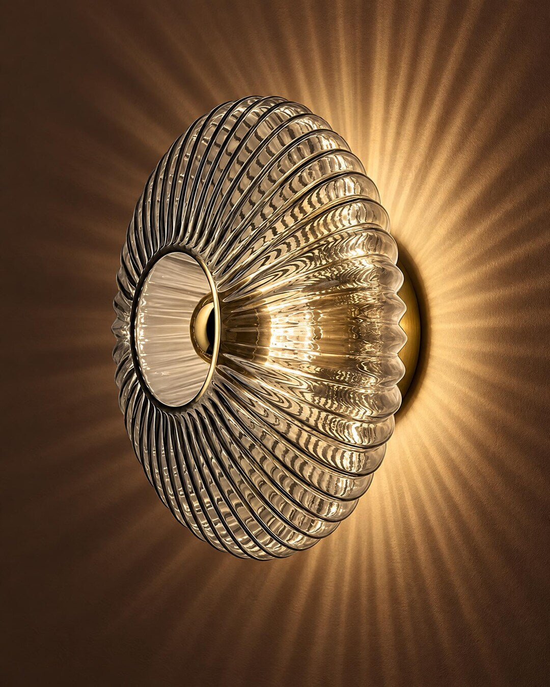Fluted Glass Sunburst Wall Sconce