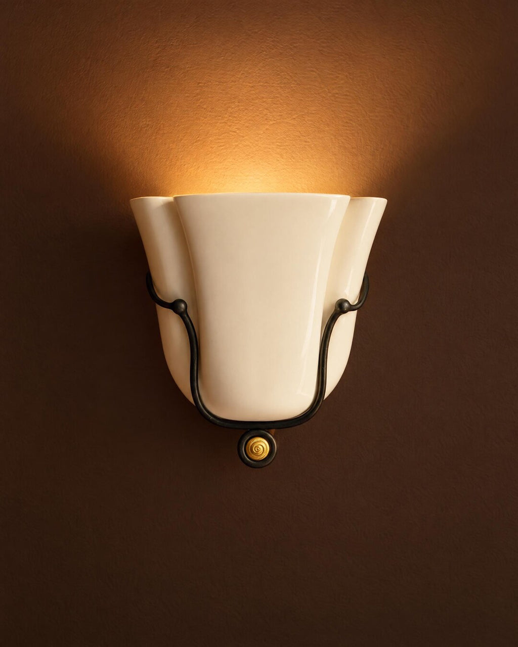 Pleated Glazed Ceramic Wall Sconce