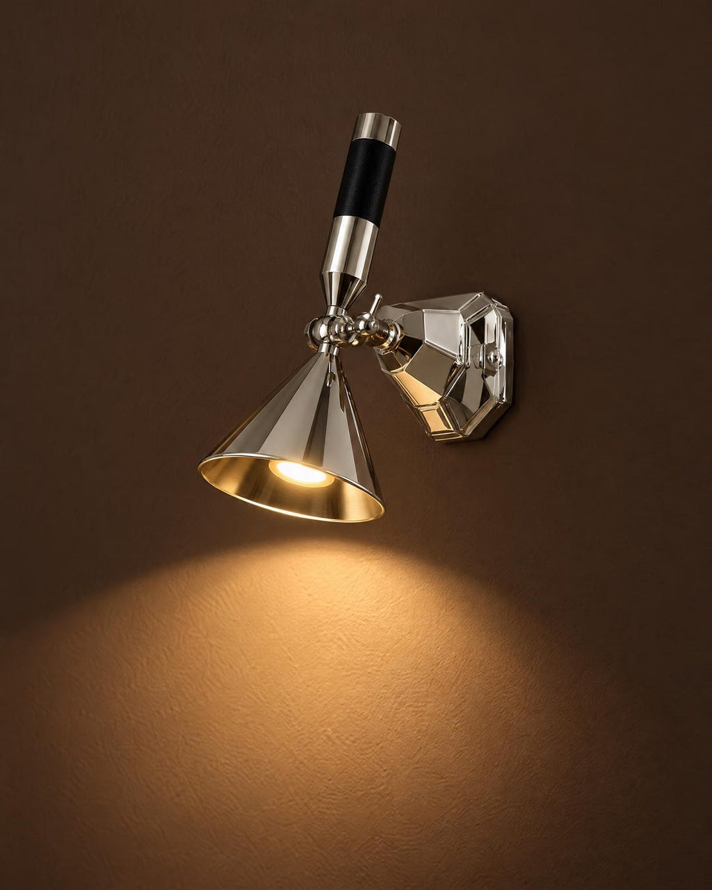 Adjustable Polished Metal Spotlight Sconce
