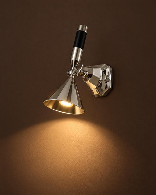 Adjustable Polished Metal Spotlight Sconce
