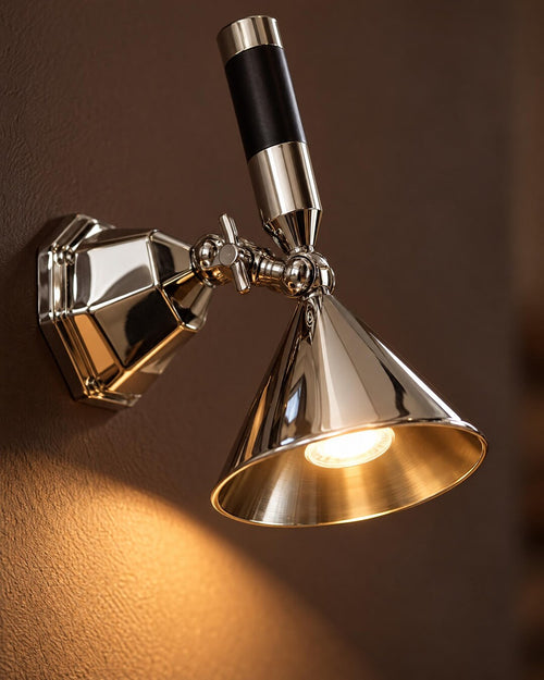 Adjustable Polished Metal Spotlight Sconce