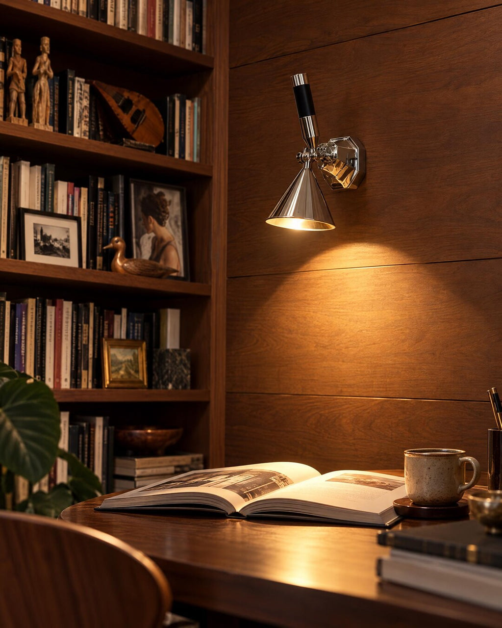 Adjustable Polished Metal Spotlight Sconce